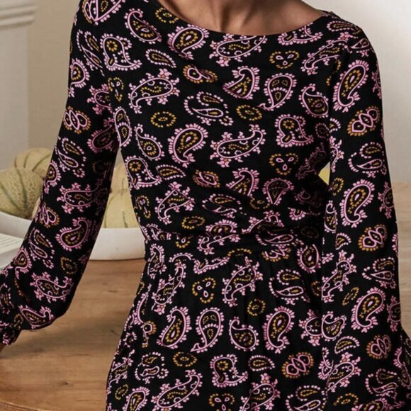 BODEN Evelyn Jersey Midi Dress Azalea Paisley Pink Black 12 - Picture 5 of 8